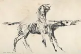 Horse and rider by Angela Conner, Ink, sold Jul 2024