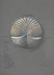 Study for pebble water feature by Angela Conner, 1989, Pastel and chalk, sold Jul 2024