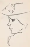 Lady in a hat by John Duncan Fergusson, drawing, sold Jul 2024