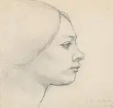 Head of a woman in profile by Isaac Rosenberg, 1914, Pencil, offered Jul 2024