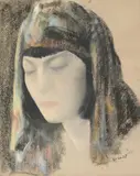 Female head study by Jacob Kramer, Pastel, sold Jul 2024