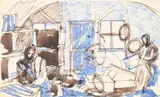 In the workshop by Keith Vaughan, Ink and wash, sold Jul 2024