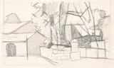 Buildings and tree by Keith Vaughan, Pencil, sold Jul 2024