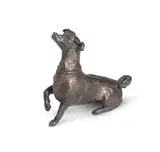 Study of beth, queen camilla's jack russell by Angela Conner, 2017, Bronze with a gold patina, sold Jul 2024