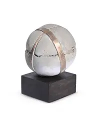 Sphere with strap by Angela Conner, Plaster and bronze with gold patina, sold Jul 2024