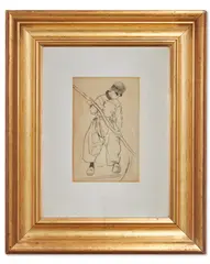 Boy with stick by Will Owen, Pencil, sold Jul 2024