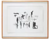 Trees, buildings and bird by Ken Whisson, Lithograph, sold Jul 2024