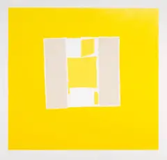 Canvas on Chrome by Sandra Blow, Screenprint in colours with collage, sold Jul 2024