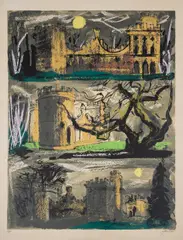 Clytha Castle Triptych by John Piper, Screenprint in colours, offered Jul 2024