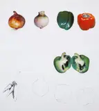 Vegetables II by Jim Dine, Lithograph printed in colours with collage, sold Jul 2024
