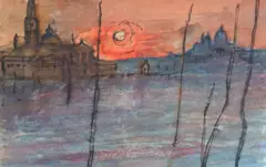 Venice by John Bridgeman, mixed media on paper, sold Nov 2024