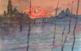 Venice by John Bridgeman, mixed media on paper, sold Nov 2024