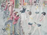 Netball at The Girl by Michael Coulter, watercolour, offered Nov 2024
