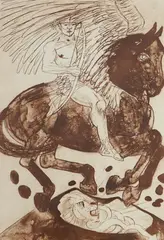 Bellerophon by Elisabeth Frink, etching, sold Nov 2024