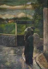 Rain by Peter Messer, oil, sold Nov 2024