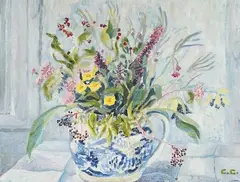 Still life by Caroline Conran, oil on canvas board, offered Nov 2024