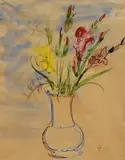 Still life of flowers in a vase by Georges Aczel, watercolour, sold Nov 2024