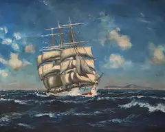 Maritime by G. Eletro, oil on canvas, offered Nov 2024