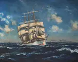 Maritime by G. Eletro, oil on canvas, offered Nov 2024