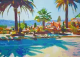 Bormes-les-Mimosas by Jim Ridout, oil on canvas, sold Nov 2024