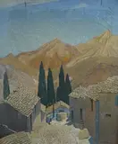 The pillars of heaven by Guy Kortright, oil on canvas, sold Nov 2024