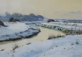 Cuckmere Winter by Andrew Dandridge, gouache on paper, sold Nov 2024