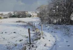 Winter Footpath to Tarring Neville by Andrew Dandridge, gouache on paper, sold Nov 2024