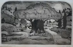 s proof etching, ‘Anderida oak by Graham Clarke, etching, sold Nov 2024