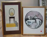 Heightened lithograph of cats by Rosina Wachtmeister, lithograph, sold Nov 2024