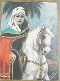 Figure on horseback by Ines Taxis, mixed media, sold Nov 2024