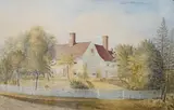 Cottage garden scene by Henry Davy, 1857, watercolour, sold Nov 2024
