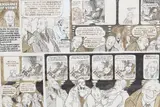 Exchange of views by Posy Simmonds, 1980, ink, sold Nov 2024