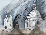 St Paul's by John Stanton Ward, ink and watercolour, sold Nov 2024