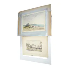 Folio of watercolours by Sydney Maiden, etching, sold Nov 2024