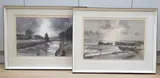 Riverscape and The Sea Wall by Thomas Liverton, watercolor, sold Nov 2024