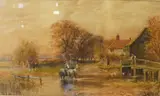 Crossing a fjord by Henry Charles Fox, 1906, watercolour, sold Nov 2024