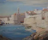 No. 4, Ragusa from the rocks by Arthur Croft Mitchell, oil on canvas, sold Nov 2024