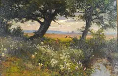 Rural landscape by Walter Follen Bishop, oil on canvas, sold Nov 2024