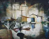 “Coin de Port” by Bernard Lignon, oil on canvas, sold Nov 2024