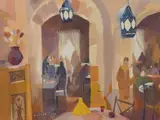 The Moroccan Diner by Richard Tuff, watercolour, sold Nov 2024