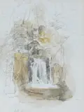 “Waterfall” by Myles Birket Foster, pencil and watercolour, sold Nov 2024