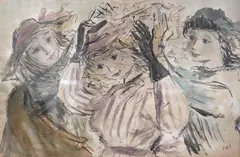 Study of three women by Elinor Bellingham-Smith, watercolour, sold Nov 2024