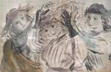 Study of three women by Elinor Bellingham-Smith, watercolour, sold Nov 2024