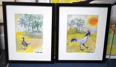 Birds before landscapes by Caroline Conran, watercolor, sold Nov 2024