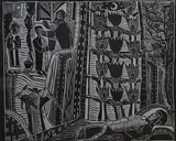 Wood block print by Azaria Mbatha, print, sold Nov 2024
