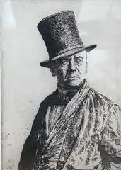 Portrait of James Pryde by Joseph Simpson, etching, sold Nov 2024