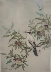 Colour drypoint etching by Elyse Ashe Lord, etching, sold Nov 2024