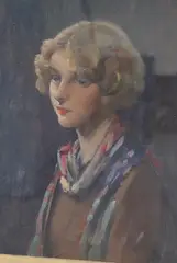 Portrait of a woman by Harry John Pearson, oil on board, sold Oct 2024