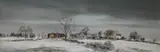 Winter landscape with farm buildings by Michael Barnfather, oil on canvas, sold Oct 2024