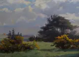 Gorse landscape by Charles Ernest Butler, oil on board, sold Oct 2024